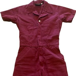 Big Bud Press Burgundy Short Sleeve Jumpsuit